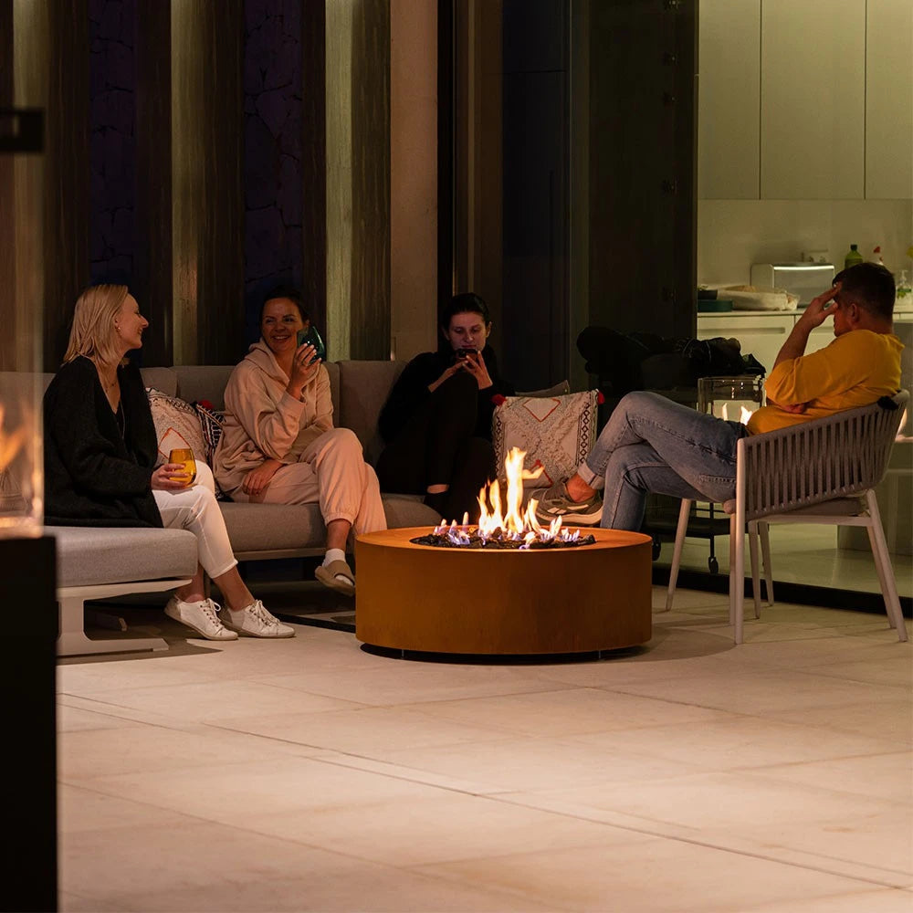 Planika Galio Star Corten Automatic Gas Fireplace for outdoor use
