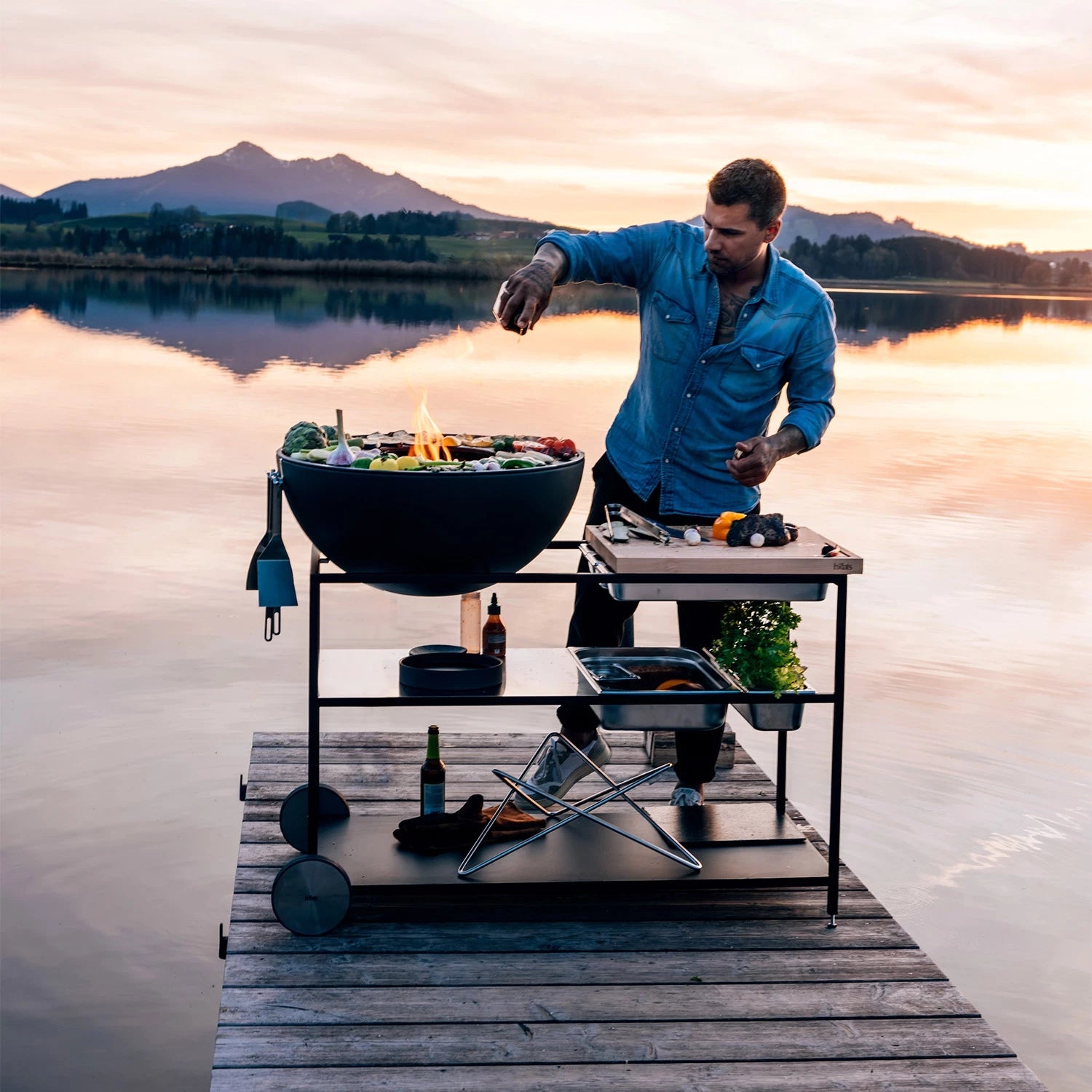 utomhusgrill med öppen spis