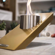 Oblique Single Table Fireplace - Golden GlammFire