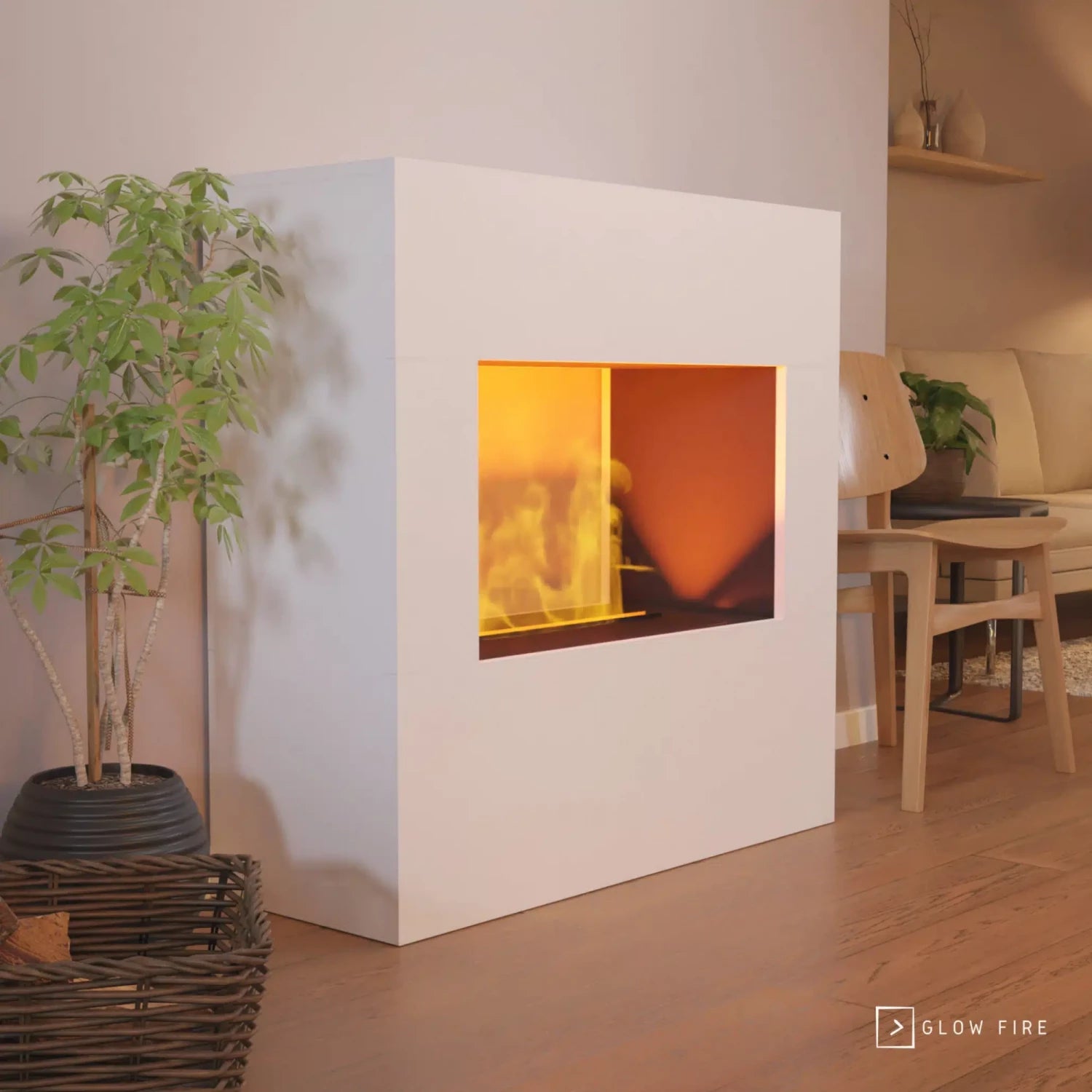 Goethe White - OMC 600 | Freestanding Water Vapour Fireplace