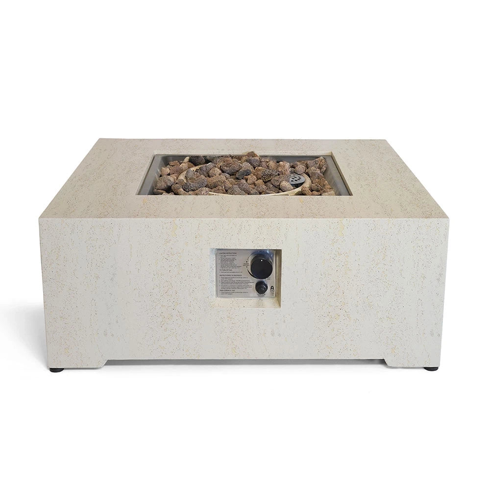 Estate Square 88 Travertin – fyrkantigt gasoleldsbord