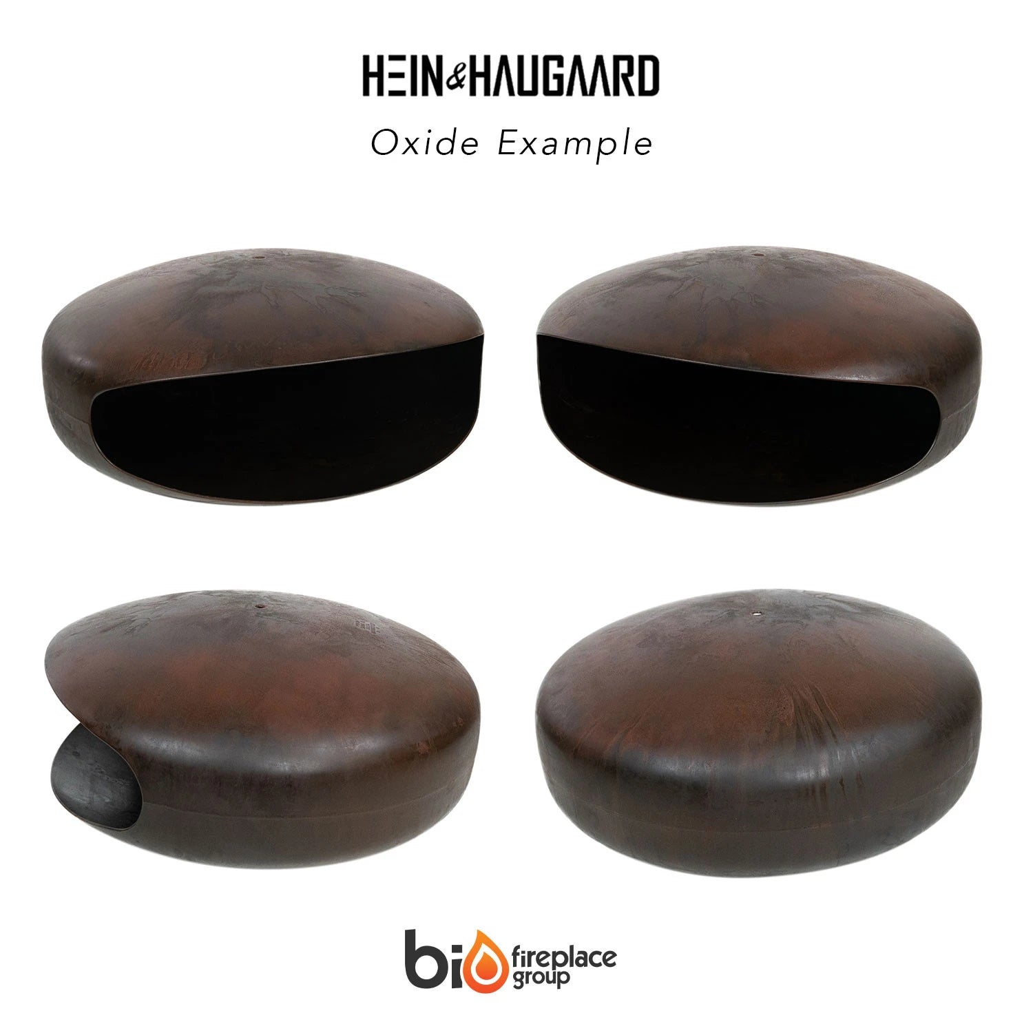 Hein & Haugaard UFO-80 ceiling-mounted bioethanol fireplace in an Oxide finish