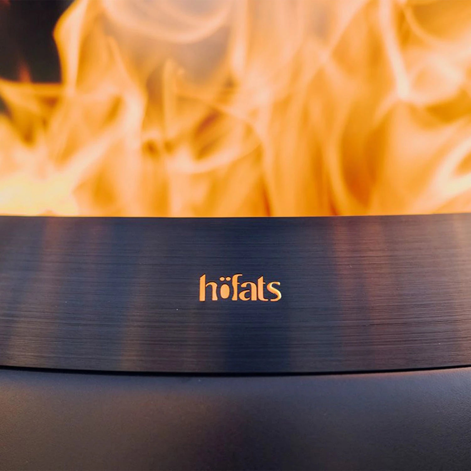 Höfats MOON 45 all black fire basket with low cast iron stand