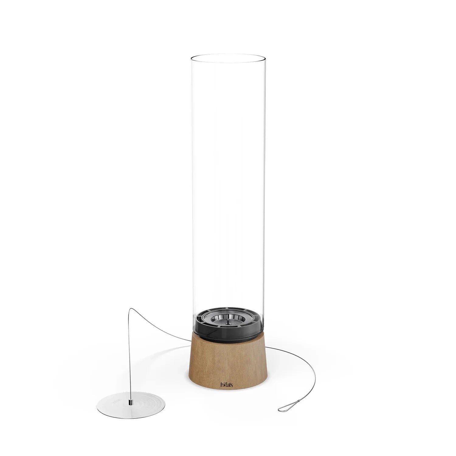 Höfats SPIN Air 1200 - Oak table fireplace with high cylindrical glass