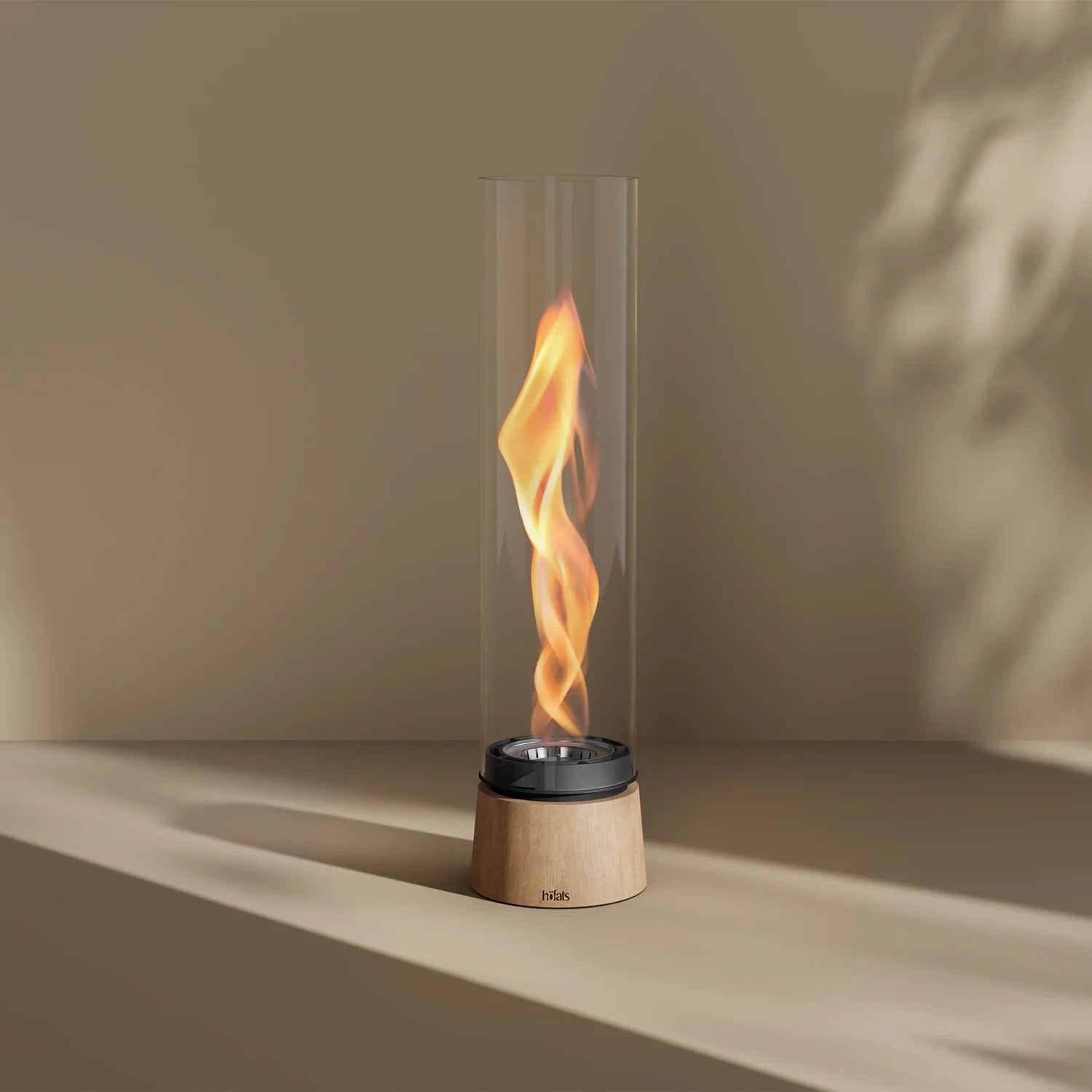 Höfats SPIN Air 1200 - Oak table fireplace with high cylindrical glass