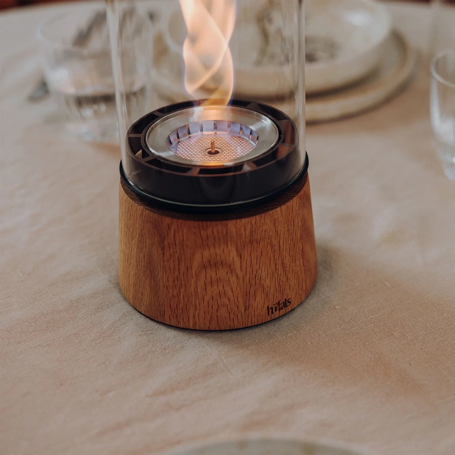 Höfats SPIN Air 1200 - Oak table fireplace with high cylindrical glass