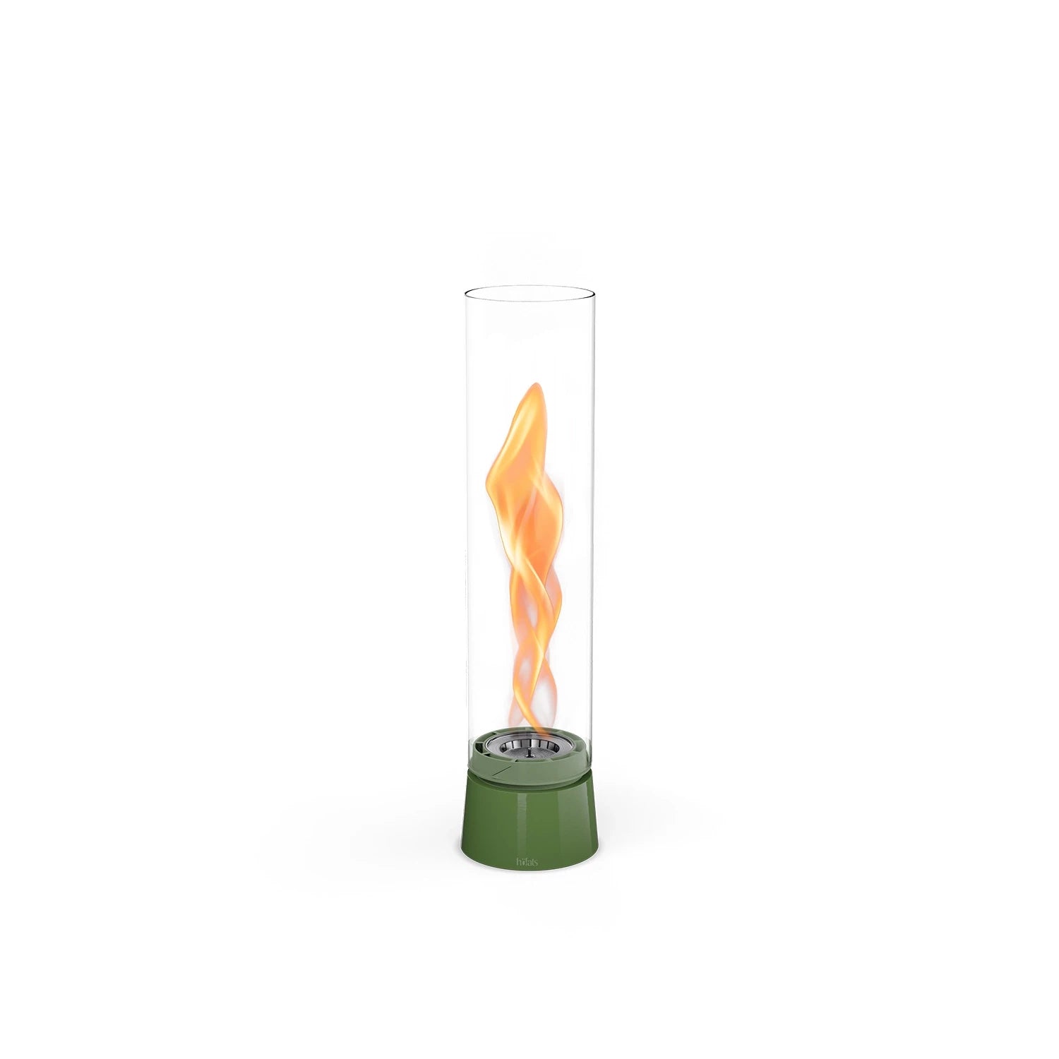 Höfats SPIN Air 900 Green Tabletop Bioethanol Fireplace with Tall Cylindrical Glass