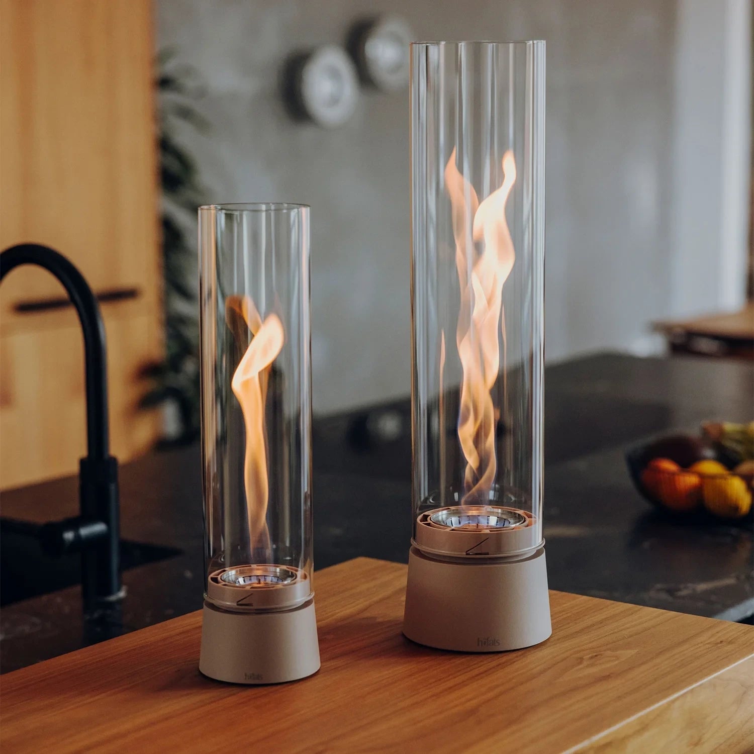 Höfats SPIN Air 900 Sand Table Biofireplace with Tall Cylindrical Glass