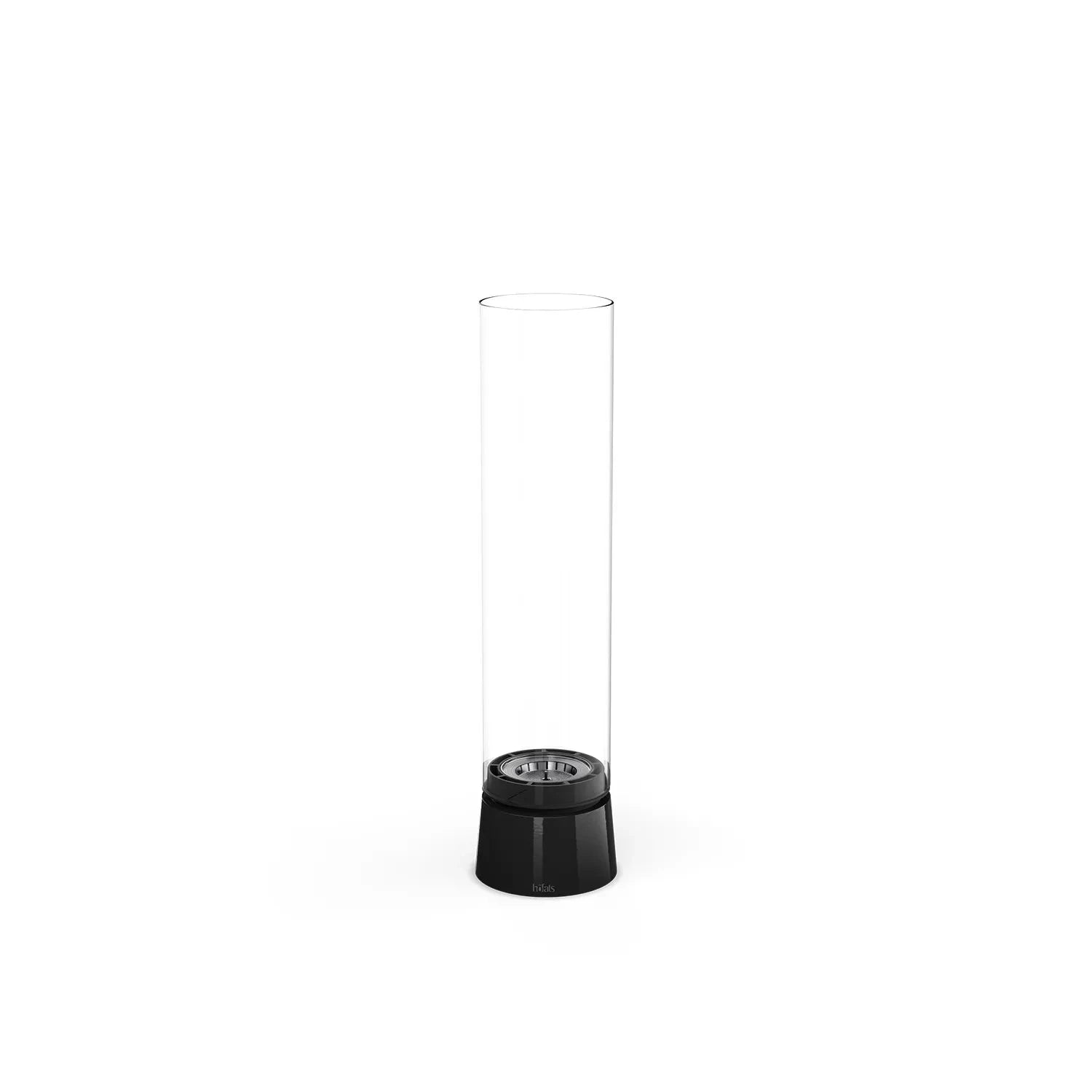 Höfats SPIN Air 900 black tabletop bioethanol fireplace with tall cylindrical glass