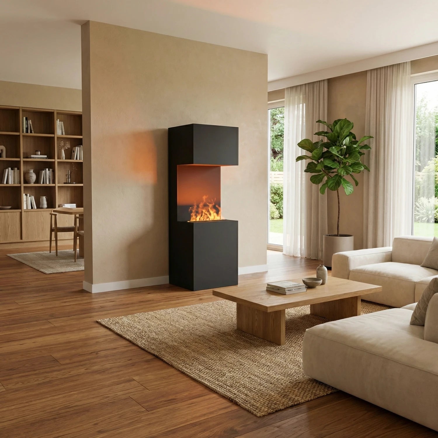 Beethoven Black - OMC 600 | Freestanding Water Vapour Fireplace