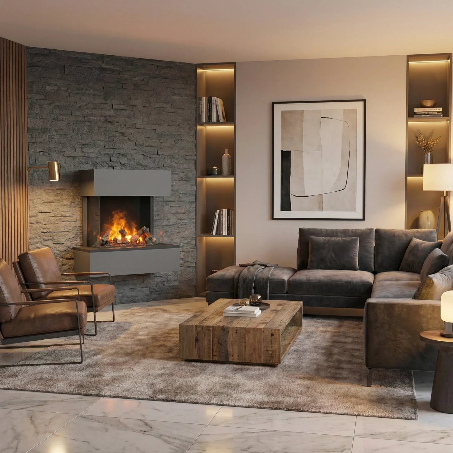 Hölderlin Grey - OMC 600 | Wall-mounted Water Vapour Fireplace