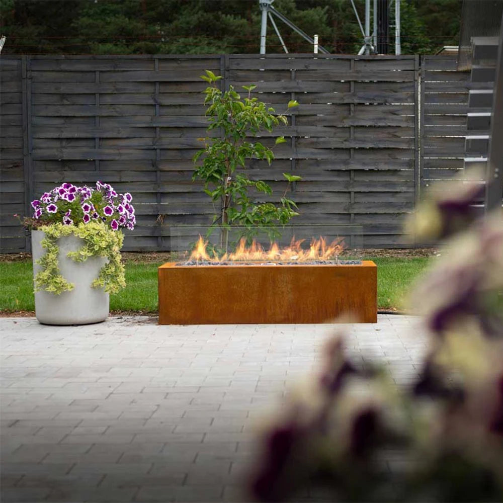 planika galio corten freestanding gas fireplace