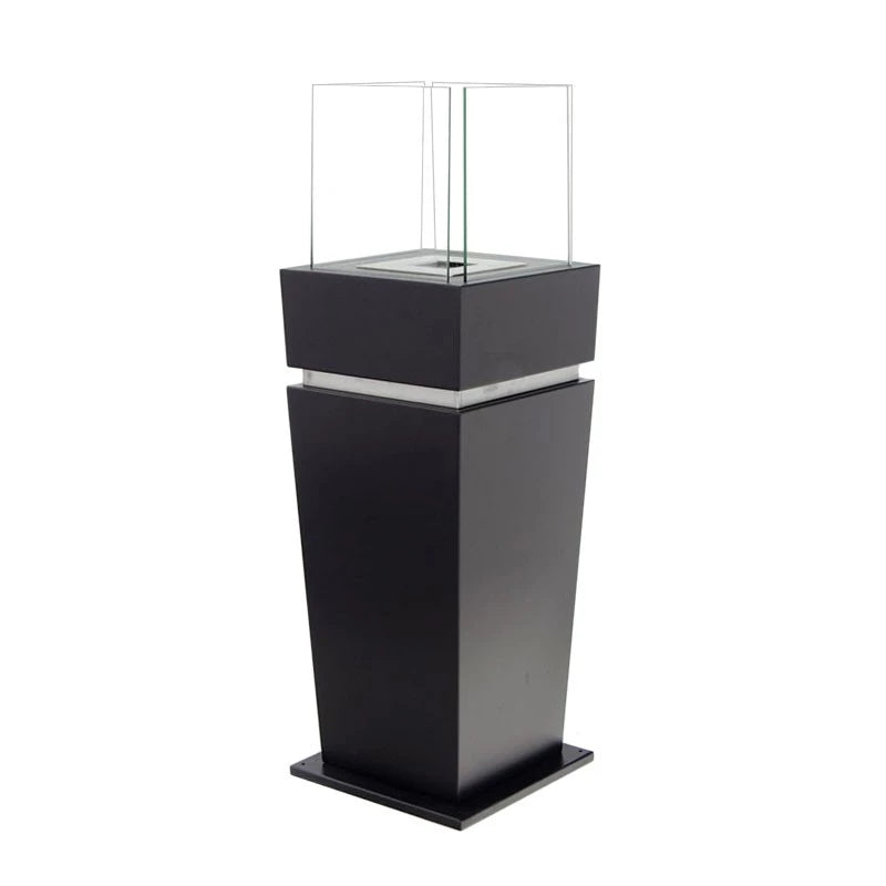Fristående etanolkamin med glas - svart