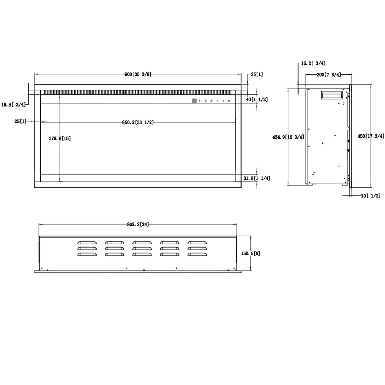 Aflamo 3D Electric Fireplace Insert 35" (90 cm)