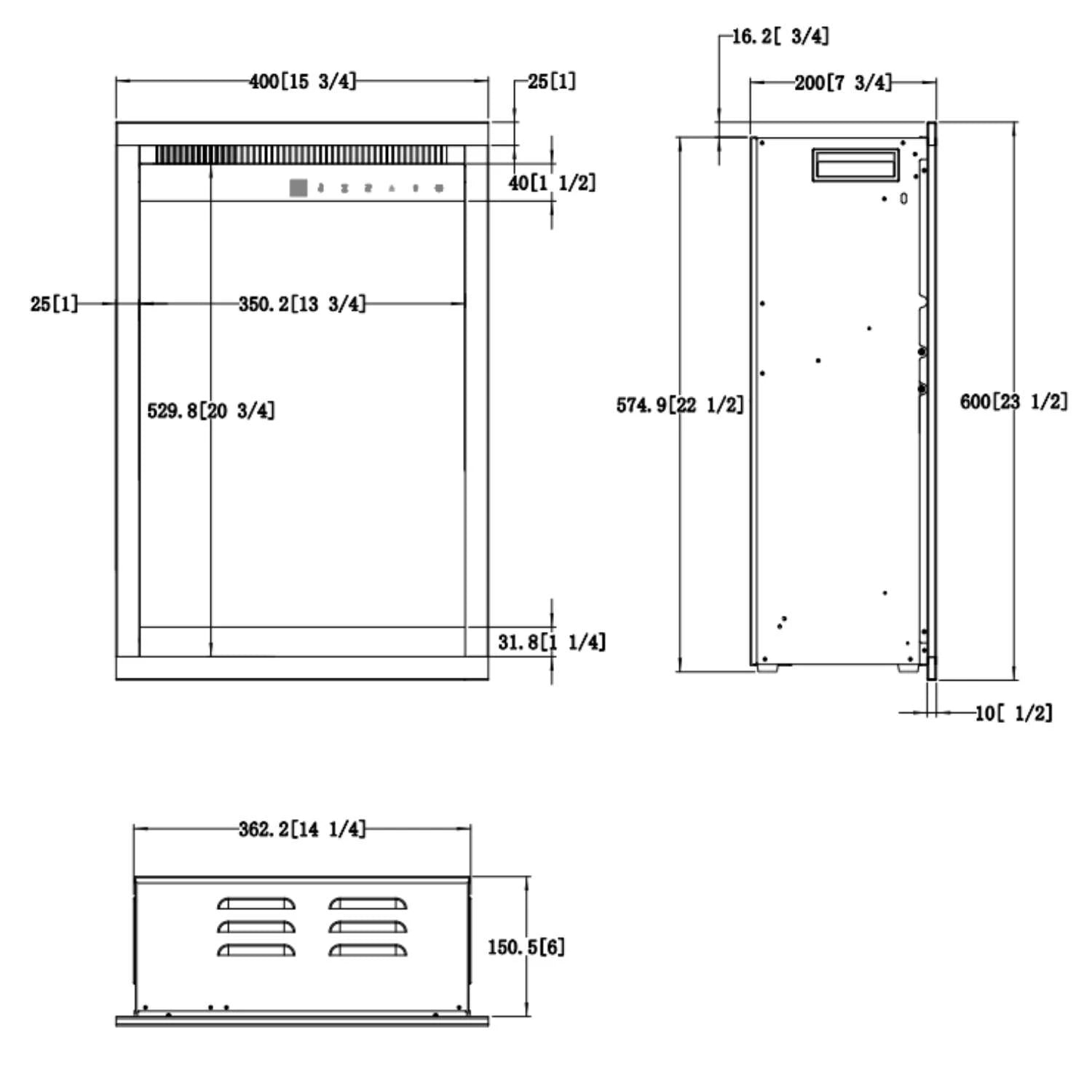 Aflamo 3D elektrisk insats till öppen spis 16" (40 × 60 cm)