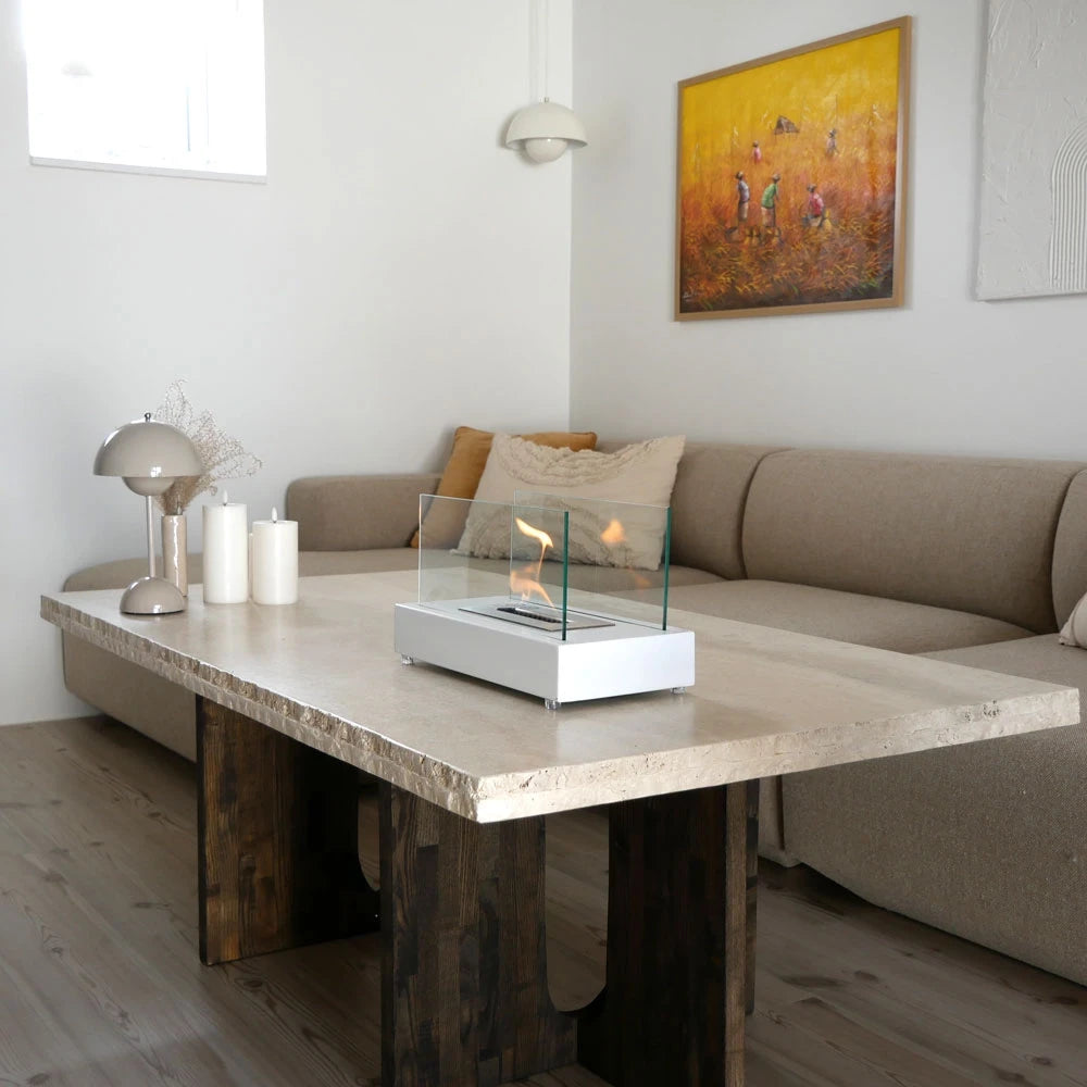 Lambeth - Liten etanolkamin till bord i vitt