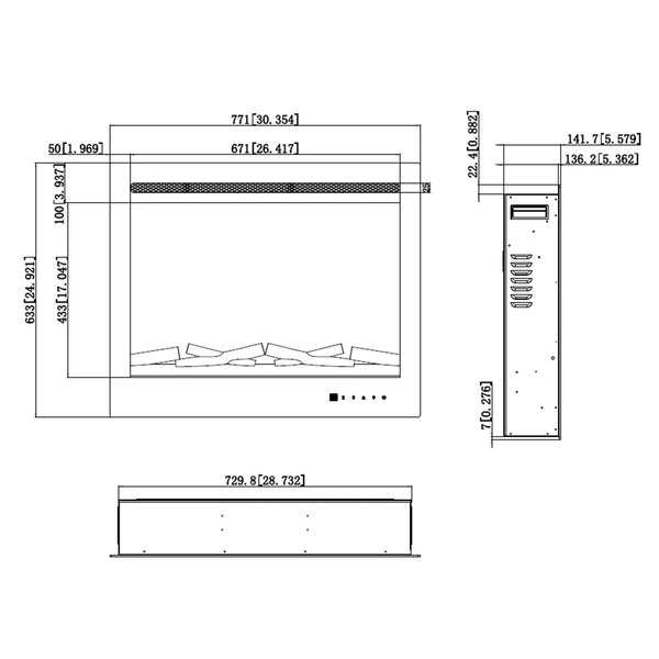 LED Pro inbyggnadskamin till el - 80 cm