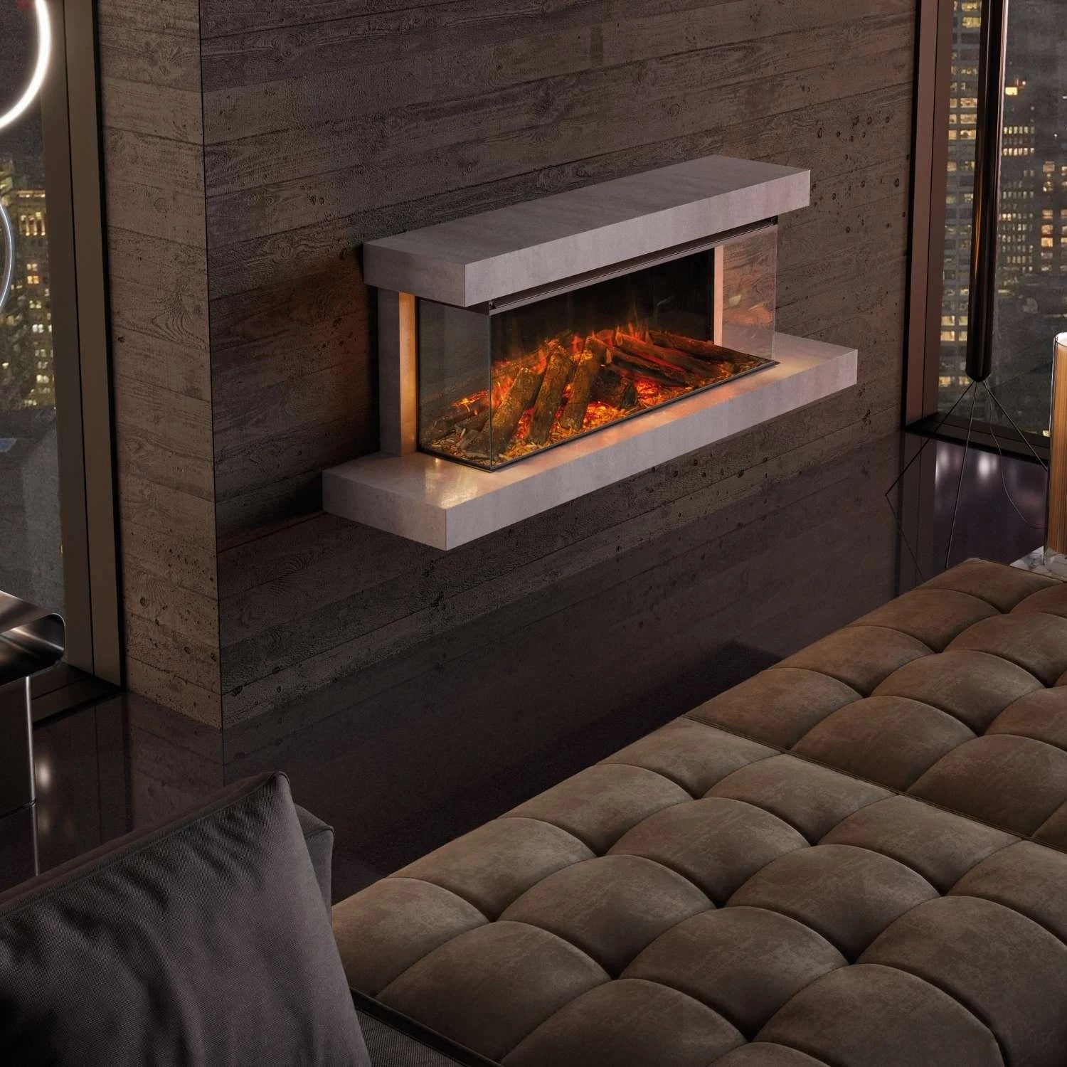 Lumen 1200 Wall-Mounted Electric Fireplace – Chalk