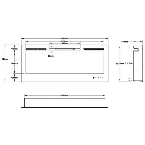 Majestic väggmonterad elektrisk kamin 50" (128 cm)