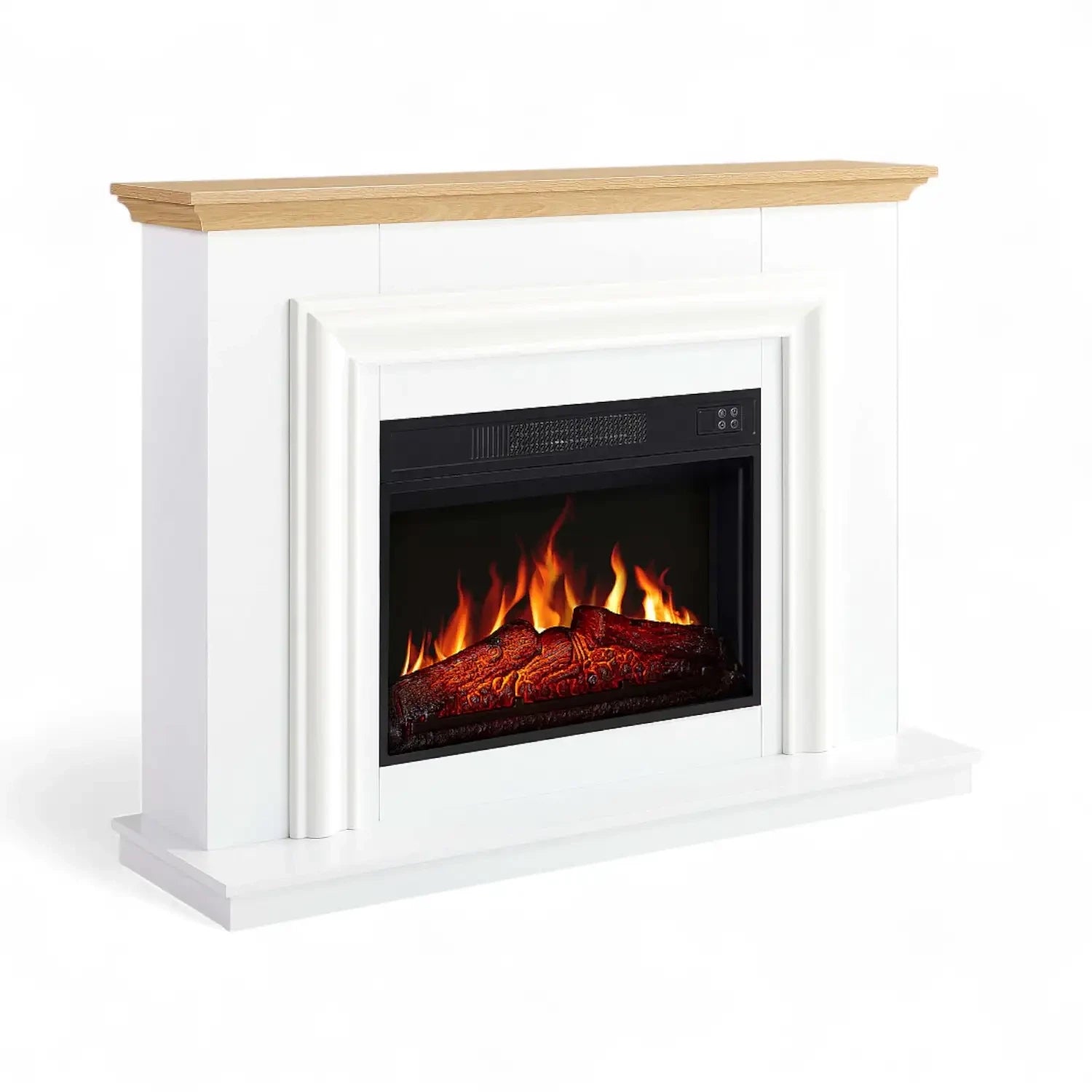 Marbelya Electric Fireplace Suite – White / Natural Oak