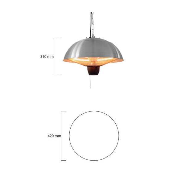Terrassvärmare, hängande 600/1500 W, Ø42 cm