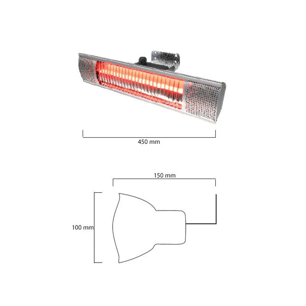 Terrassvärmare väggmodell 1500 W 51 cm, silver