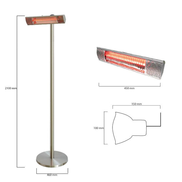 Patio Heater Freestanding 1500 W, GT, Silver