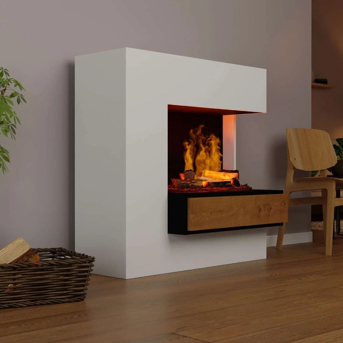 Planck Tall Right-Sided - OMC 600 | Freestanding Water Vapour Fireplace