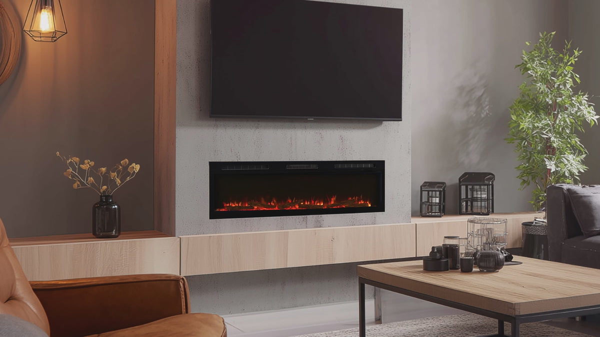 Load video: Sense 60 Electric Fireplace - Built-in or Wall-mounted