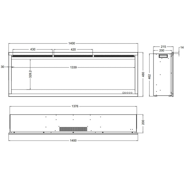 Aflamo Royal 3D 140 cm Elektrisk Kakelugn