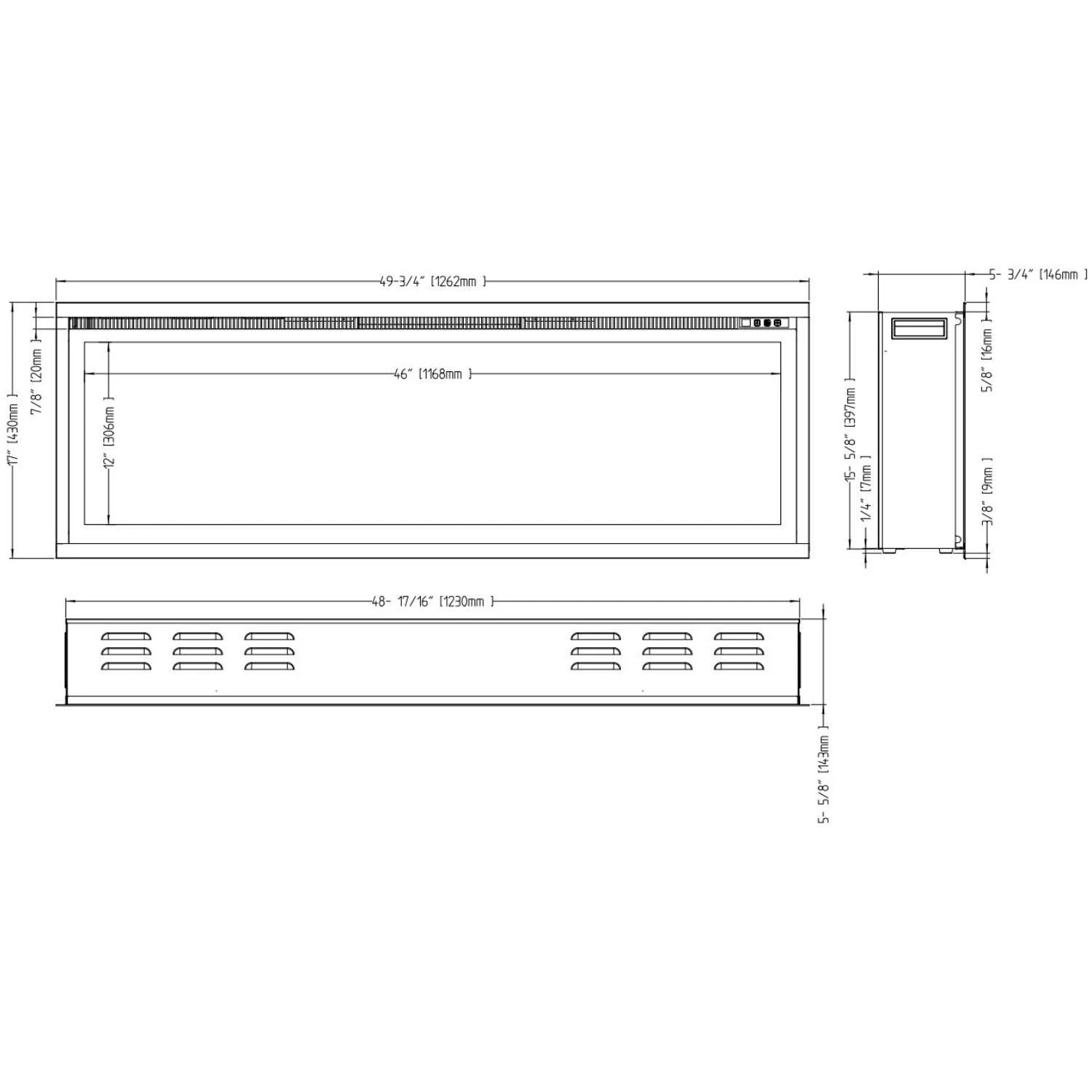 Royal Electric Fireplace 50" - Wall-mounted Fireplace
