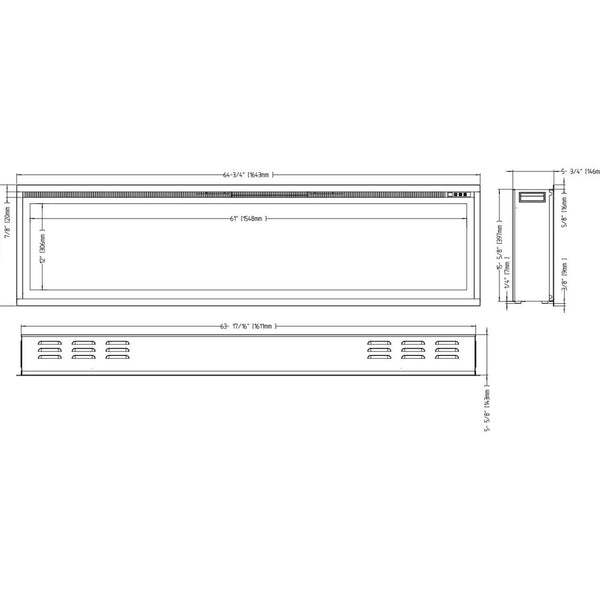 Royal Elkamin 65\" - 165 cm Väggmonterad Kamin