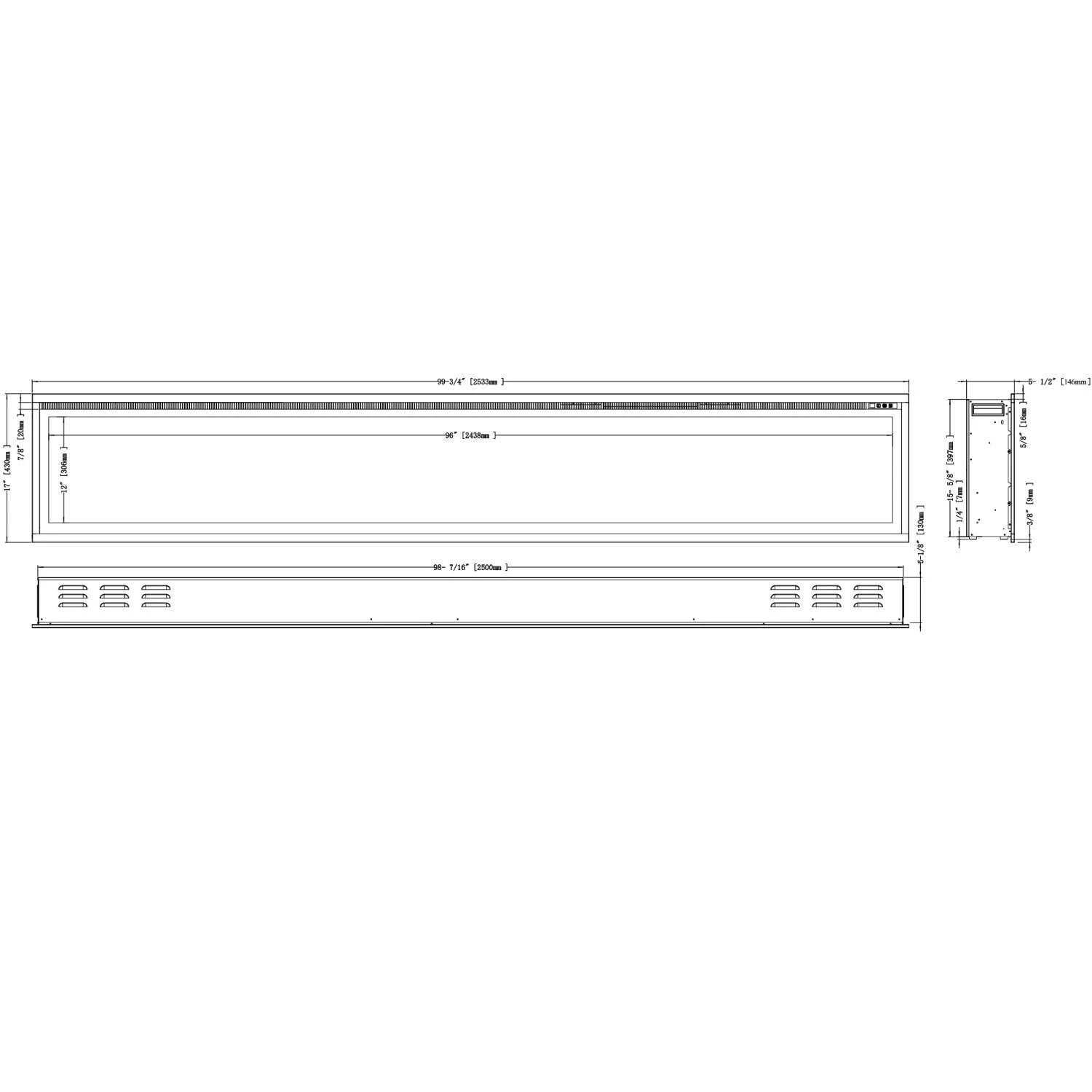 Royal Electric Fireplace 100" -  254 cm Wall-mounted Fireplace