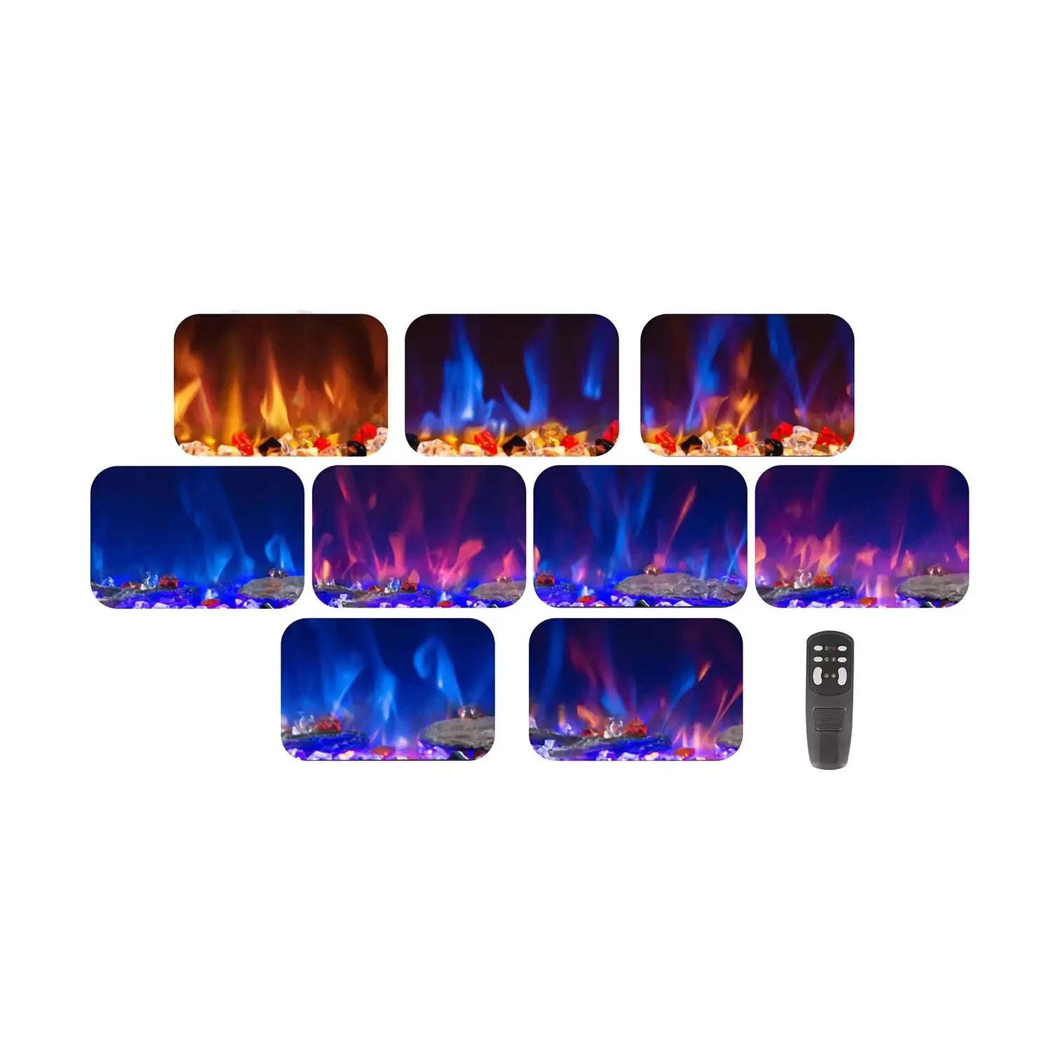 Azurite Wall-Mounted Electric Fireplace - Black - 127 cm
