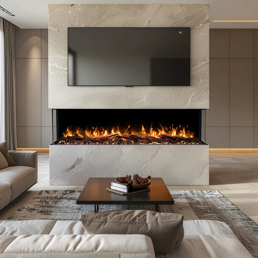 emotion flame three sided electric fireplace