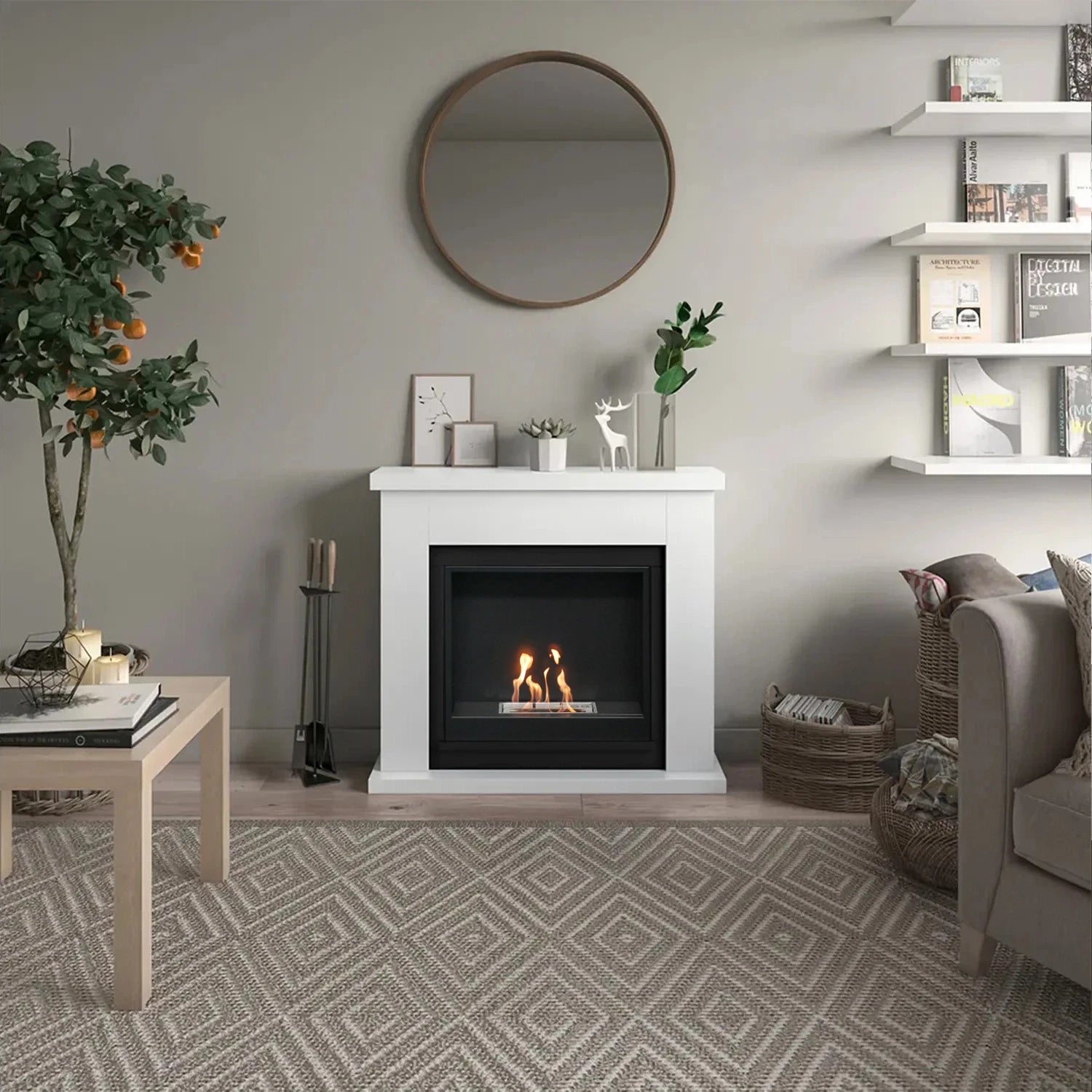 Frode Bioethanol Fireplace - White