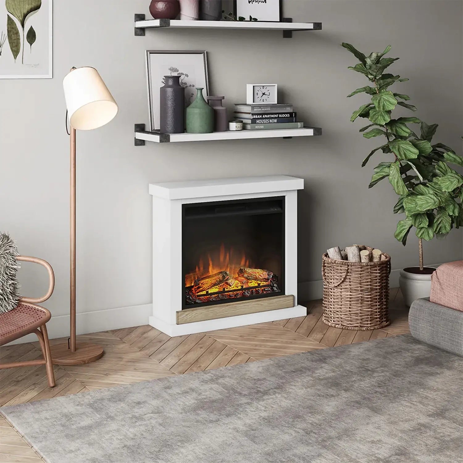 Hagen Electric Fireplace - White