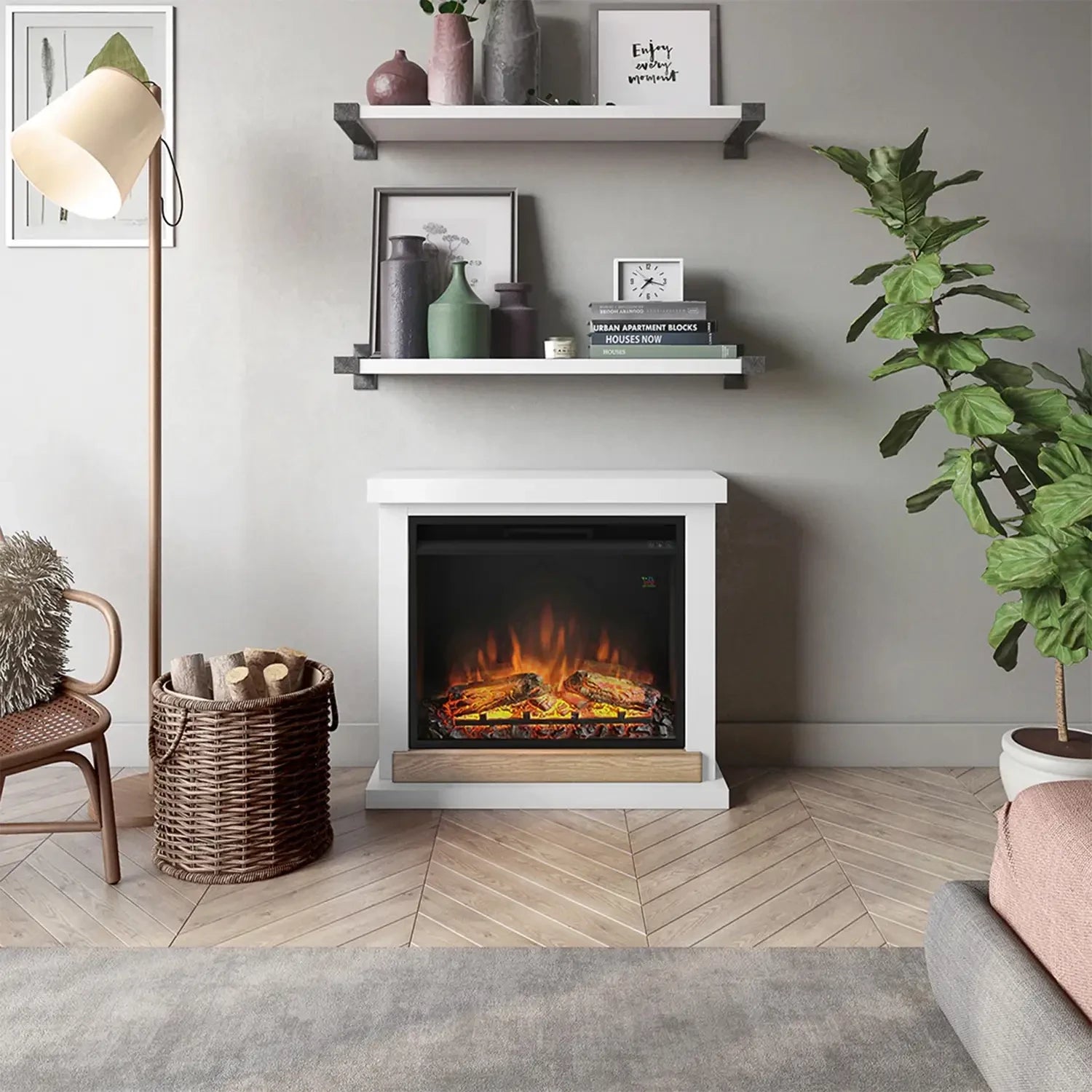 Hagen Vit Elektrisk Kamin