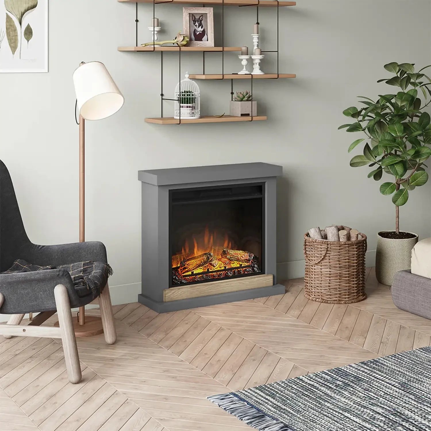 Hagen Grå Elektrisk Kamin