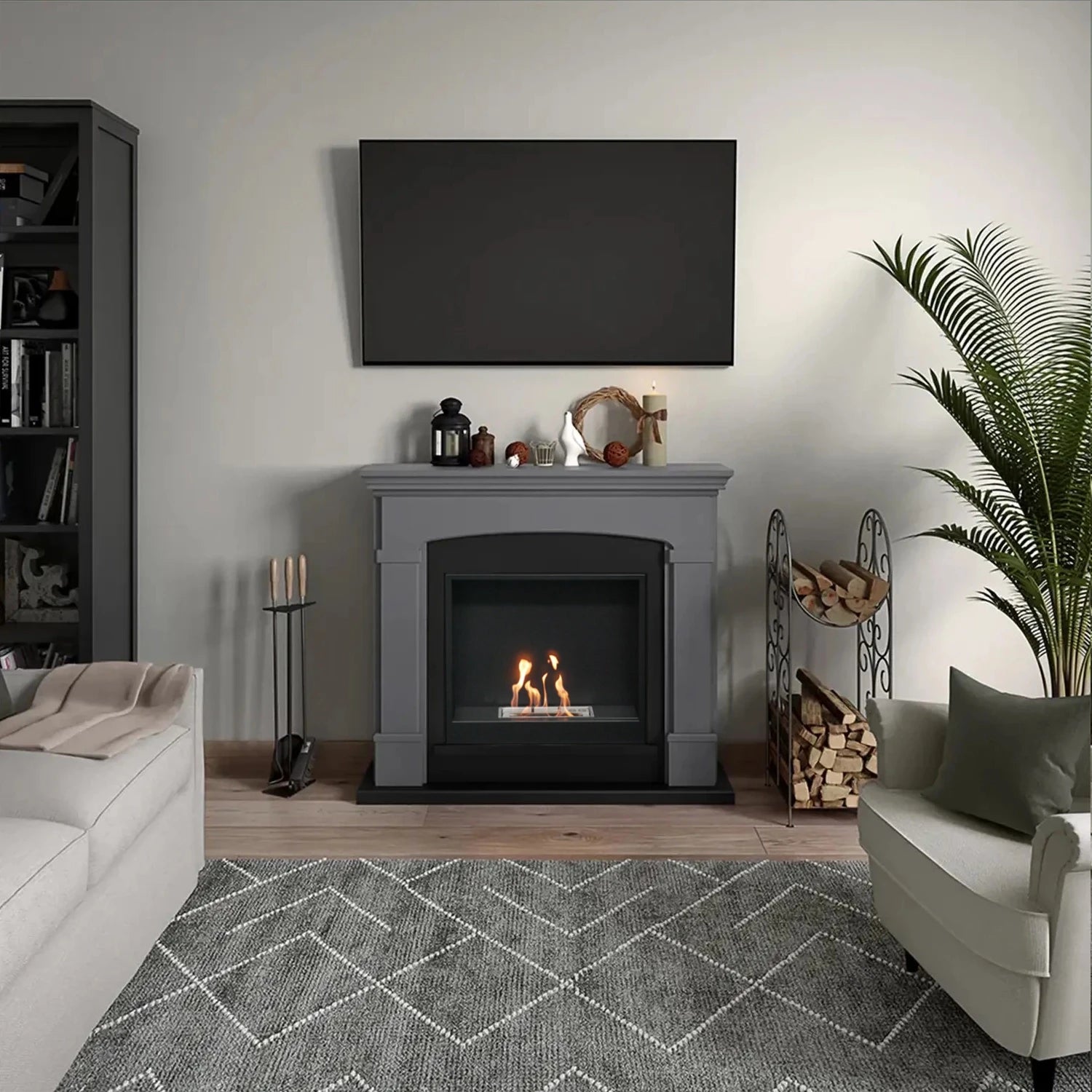 Helmi Bioethanol Fireplace - Grey