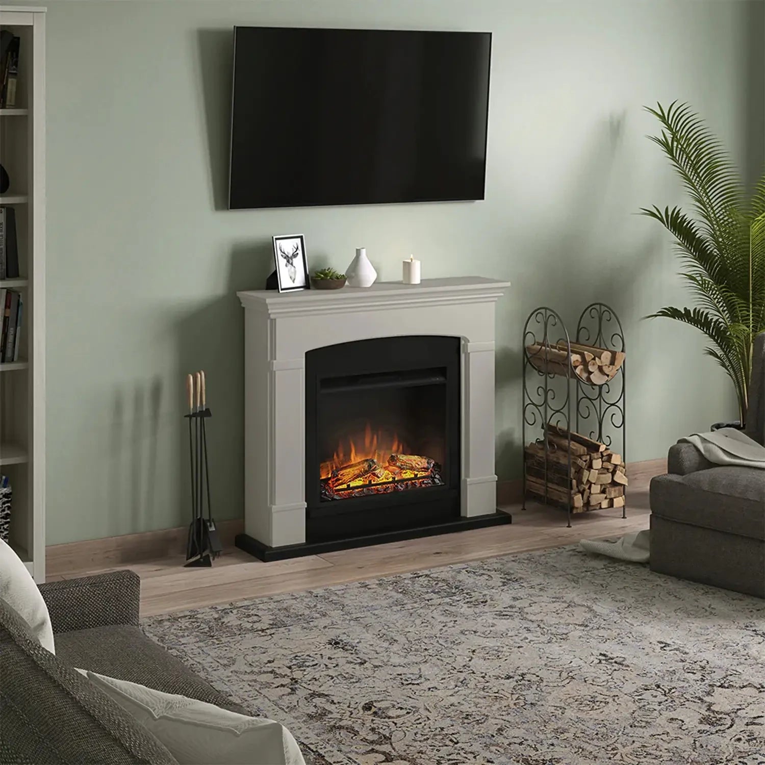 Helmi Electric Fireplace - Beige