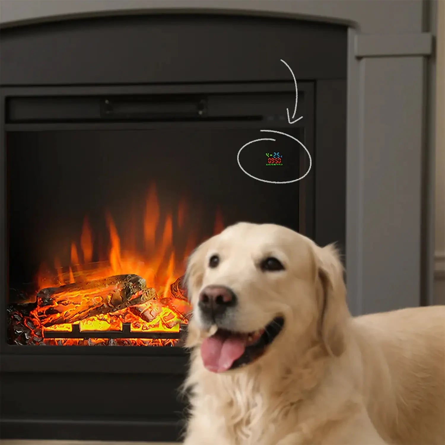 Helmi Grå Elektrisk Kamin