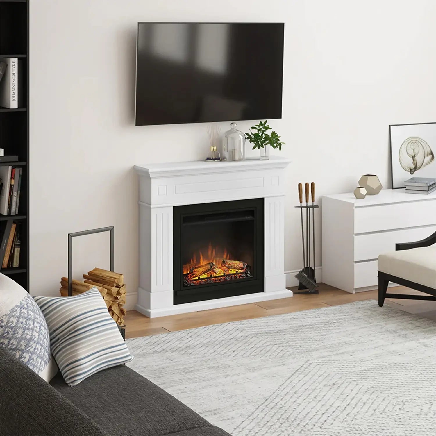 Larsen Vit Elektrisk Kamin