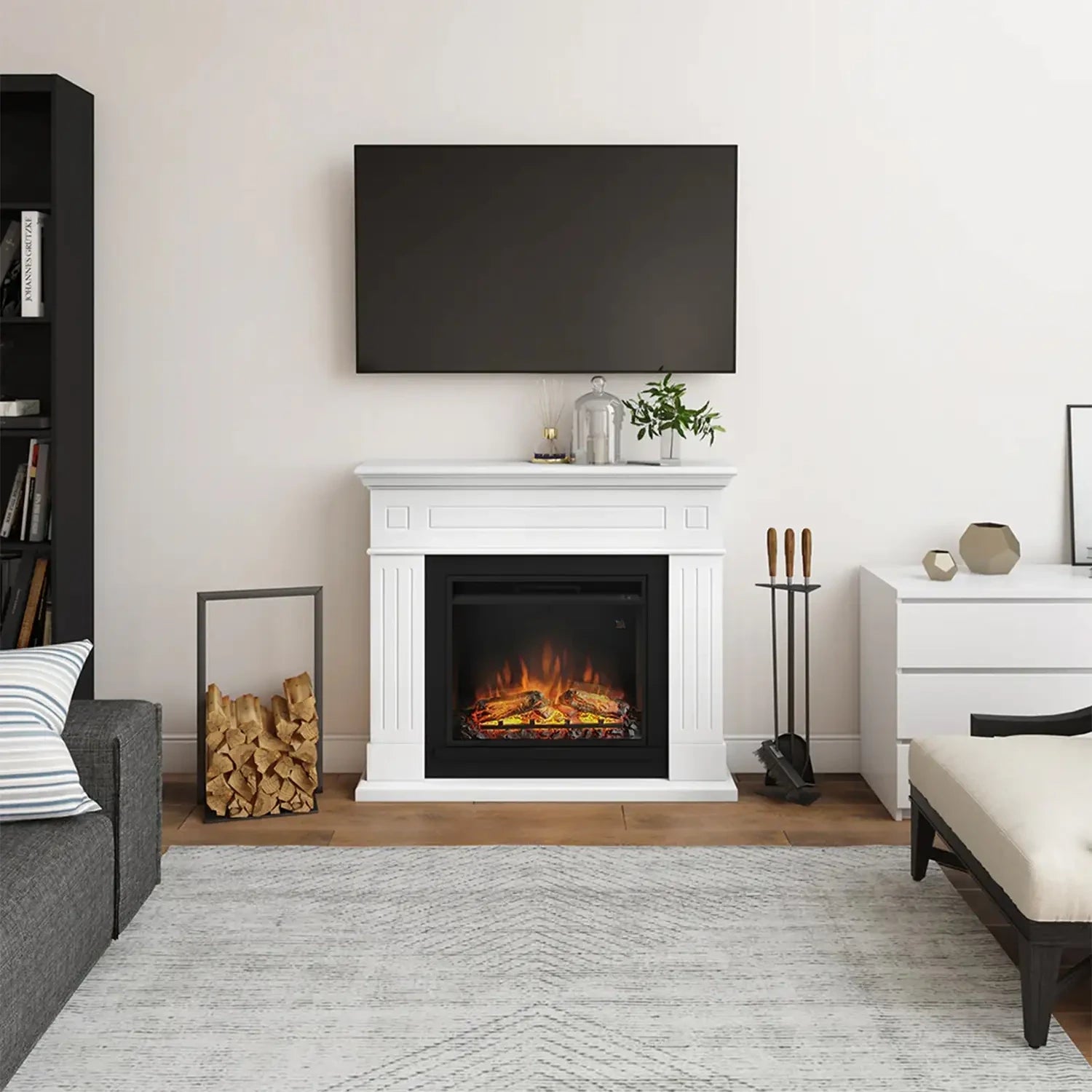 Larsen Vit Elektrisk Kamin