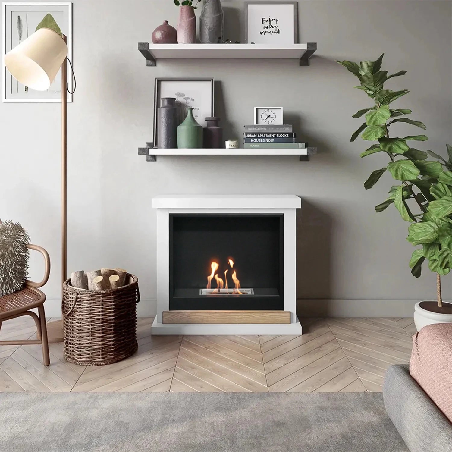 Hagen Vit Bioetanol Eldstad Mantel