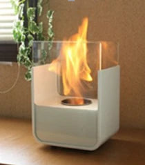Small table bio fireplace in white