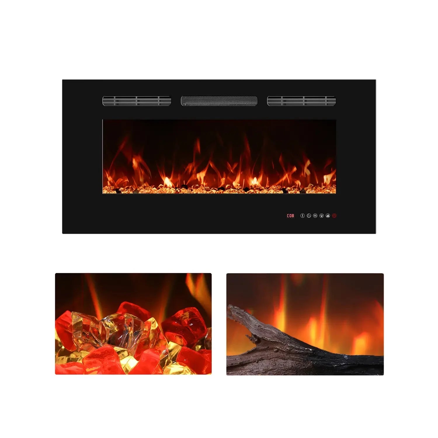 Titanite Built-In Electric Fireplace - 91 cm