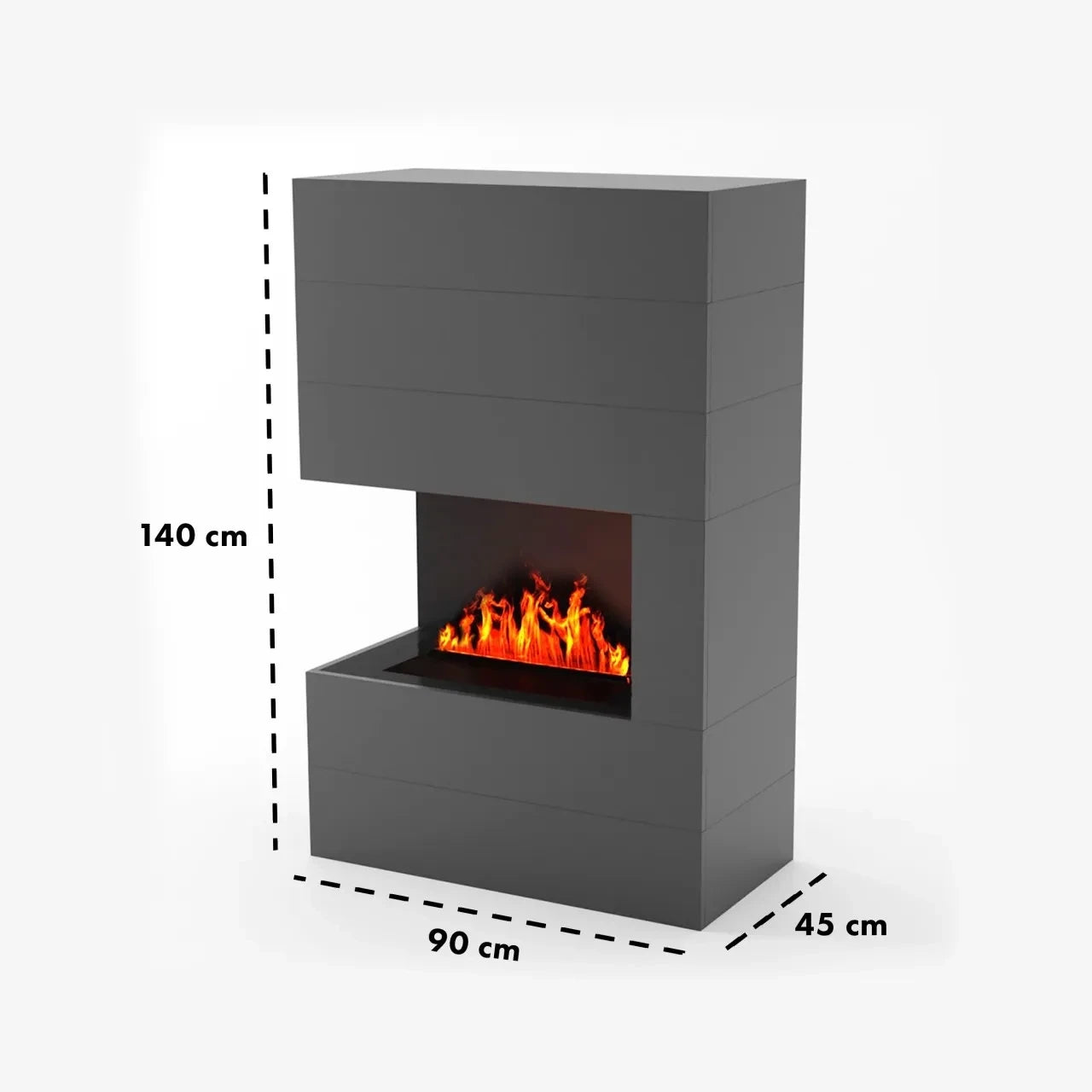 Tucholsky Right Corner Grey - OMC 600 | Freestanding Water Vapour Fireplace