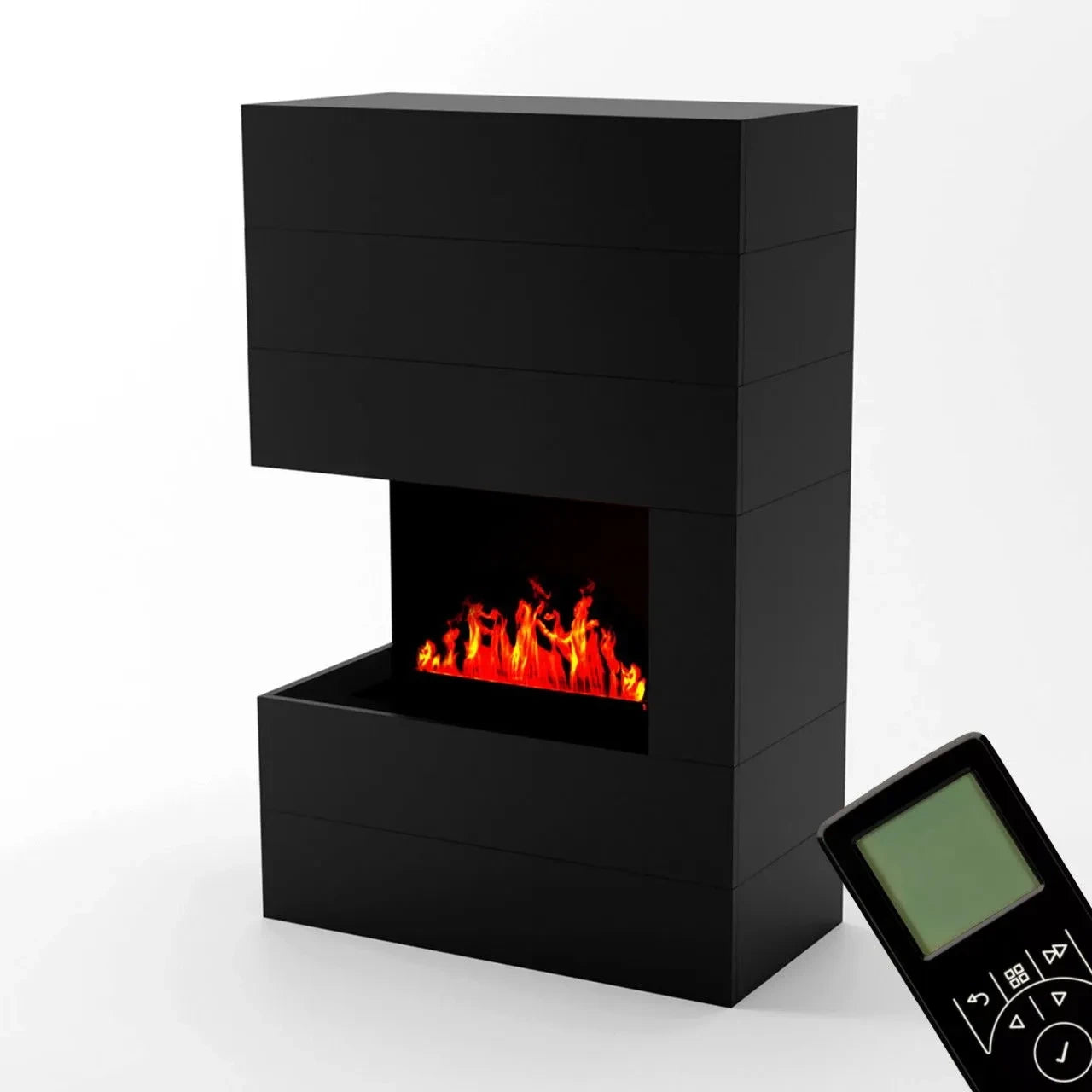 Tucholsky Right Corner Black - OMC 600 | Freestanding Water Vapour Fireplace