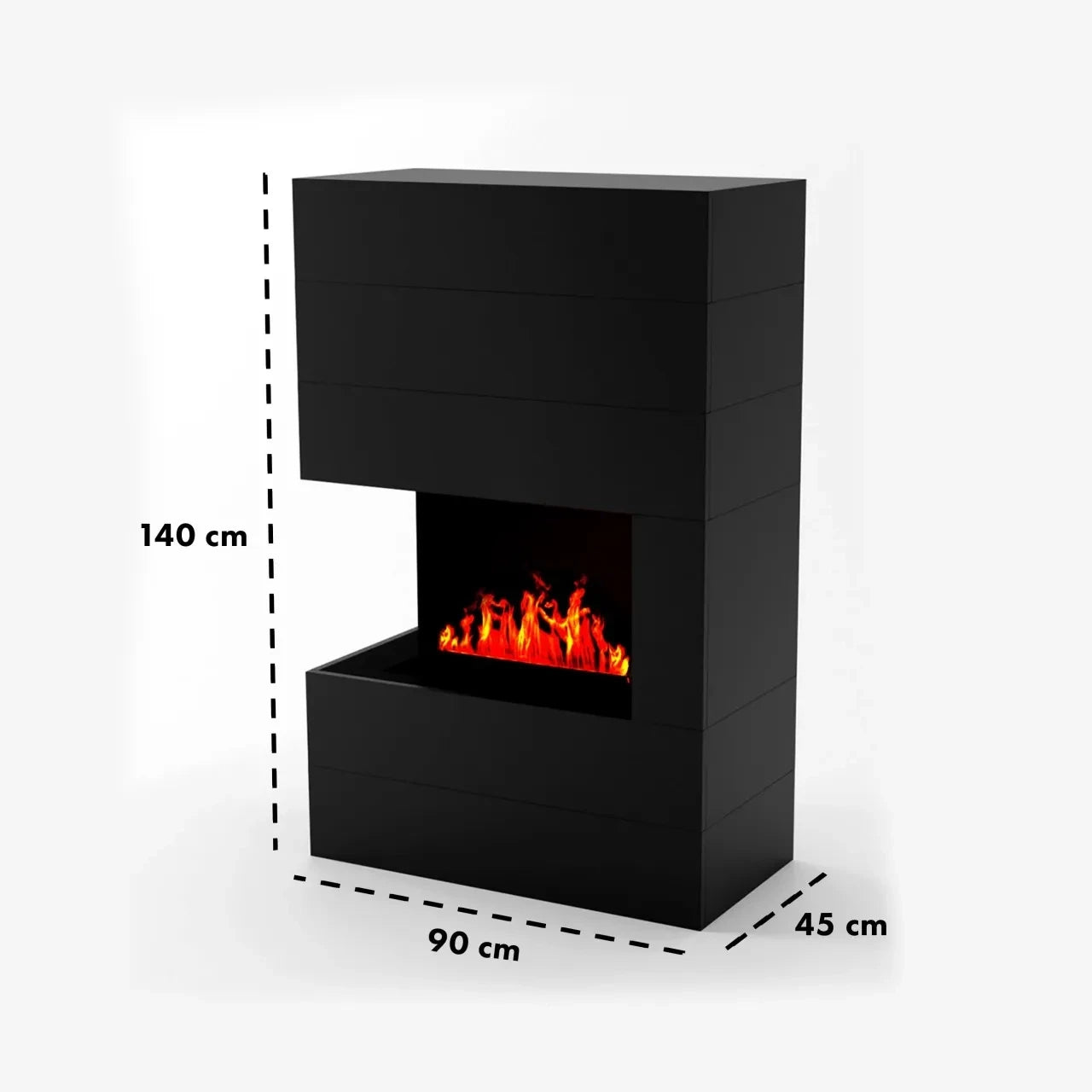 Tucholsky Right Corner Black - OMC 600 | Freestanding Water Vapour Fireplace